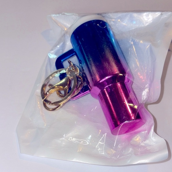 Gradient Blue and Pink Lipstick Keychain Accessory - Picture 8 of 8